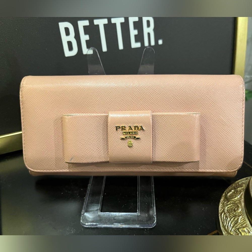 Prada Saffiano Leather Bow Wallet - Picture 3 of 14